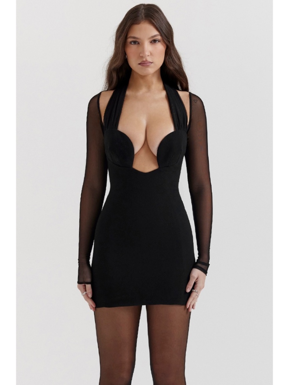 NEW House of CB Holly Plunge Dress Black XS - Picture 6 of 17